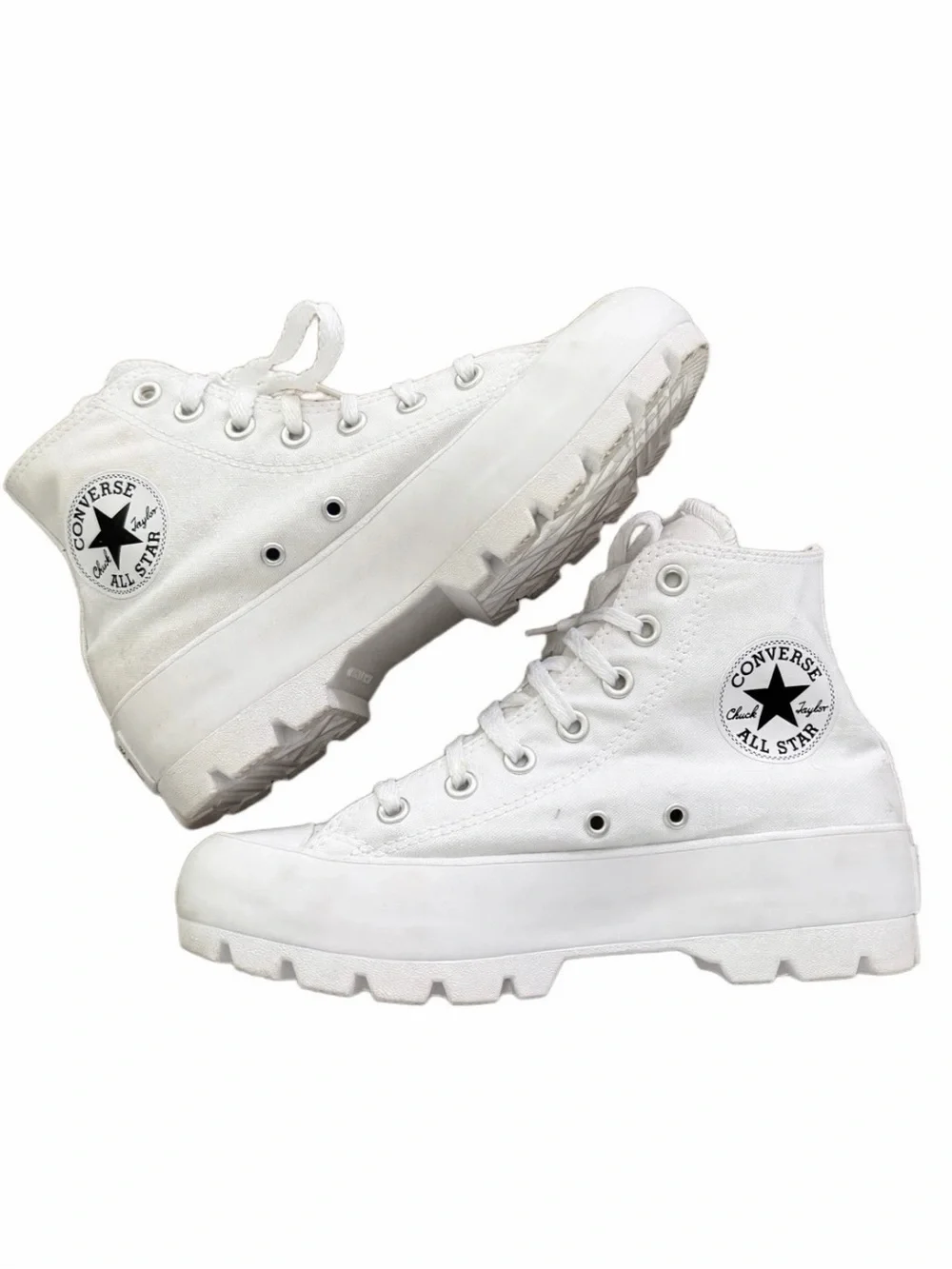 CONVERSE WOMEN 7 CHUCK TAYLOR ALL STAR LUGGED HIGH TOP WHITE PLATFORM SNEAKER